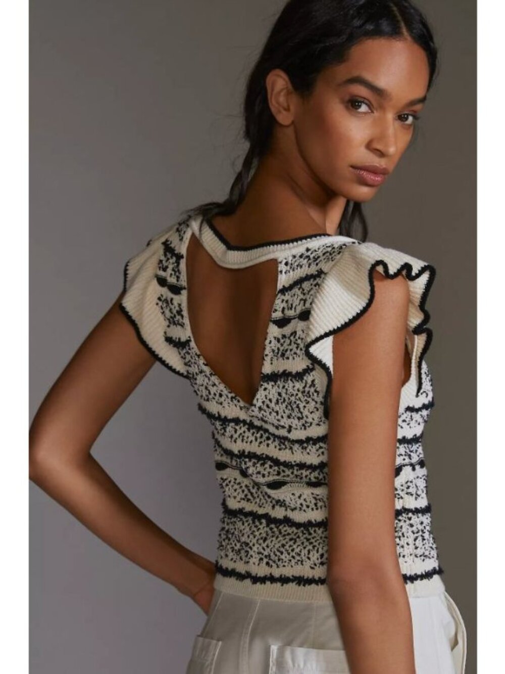 NWT Anthropologie Ruffle Sweater Knit Tank-sz Small - Picture 2 of 9